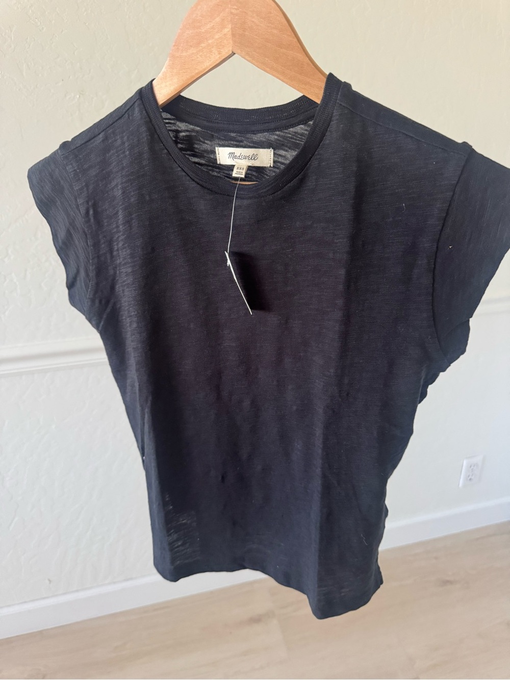 NWT Madewell Black Slub Knit Crewneck Tee Sz XXS